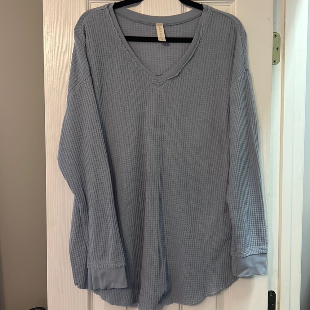 Altar’d State Cloud Blue Waffle Knit Sweater